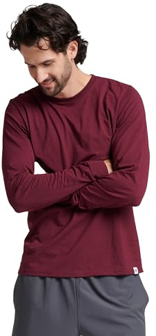 Russell Athletic Mens Cotton Performance Long Sleeve T-Shirts T Shirt, Maroon, Large US