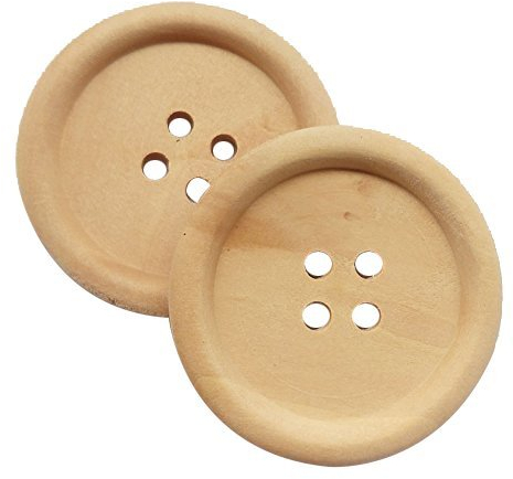 Chenkou Craft Runde Naturholzknöpfe, 40 mm, 40 mm, 40 mm, 30 Stück