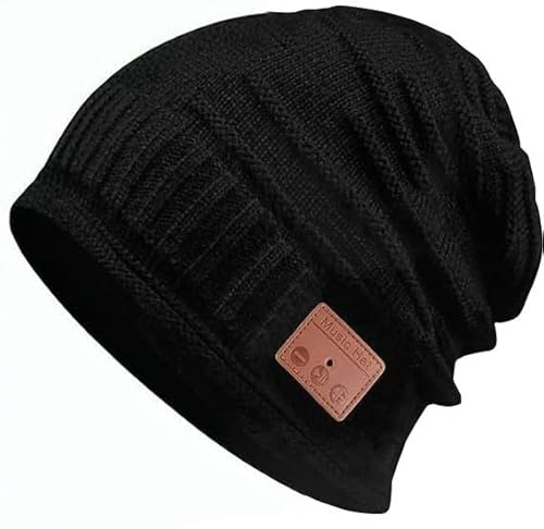 Bonnet Bluetooth Homme Femme Noir - Cadeau Anniversaire et Noël Bonnet Bluetooth Homme avec boîte de Couleur Homme Femme Noir Cadeau Anniversaire idee Cadeau