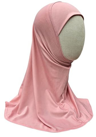 Yaqeen Mädchen Kopftuch Hijab einfarbig al Amira fertig zum Überziehen, ideal für jeden Anlass, Schule/Kindergarten, rose, Einheitsgröße