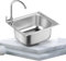 TAIYANYU Lavello da cucina piccolo, lavello in acciaio inox a ciotola singola, fondo e dispositivo di drenaggio incorporato, ribaltabile, con morsetto tubo di scarico