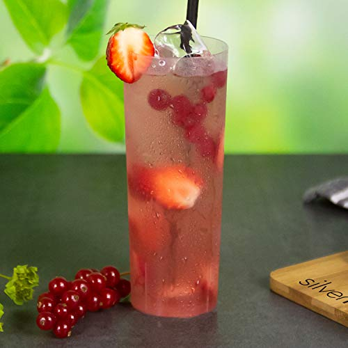 Silverkitchen 100x Longdrinkbecher 0,3l Mehrweg – stapelbare, spülmaschinenfeste Plastikbecher aus BPA-freiem Kunststoff, dünnwandig mit Eichstrich – Made in Germany