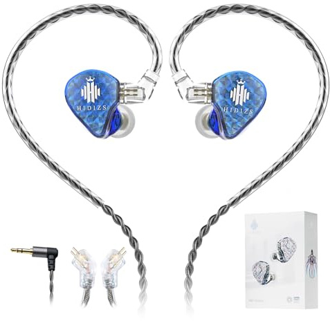 Hidizs MS1-Galaxy Auricolari cablati in-ear monitor IEM, driver dinamico a doppio circuito magnetico ad alte prestazioni, spina da 3,5 mm, microfono di controllo in linea staccabile, cavo a 2 pin da