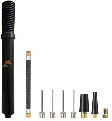 Dual-Action (2-Wege) Pumpe für schnelles und einfaches Aufpumpen von Bällen - mit 1 Schlauch, 4 Pumpennadeln, und 2 Adaptern - von Mobi Lock