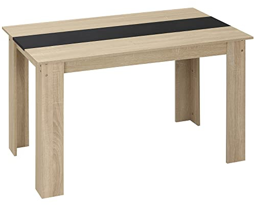 HOMCOM Tavolo da Pranzo per 4-6 Persone, Tavolo Cucina Moderno con Piano con Venature del Legno, Tavolino da Soggiorno e Sala da Pranzo Rettangolare in Legno, 120x69x75 cm, Colore Nero e Legno