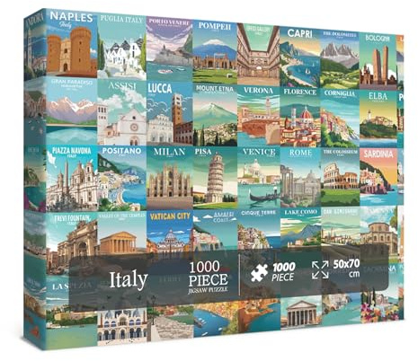 Italy Puzzle 1000 Piece for Adults Nature, Cinque Terre Rome Travel Jigsaw Puzzles City Florence, Europe Landscape Scenic Collage Challenging Puzzle for Adults