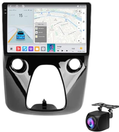 Radio De Automóviles Para Aygo Pe-ugeot 108/ci-troen C1 2014+, 10 Pulgadas Android 14 Pantalla Táctil Stereo, Carplay Andoid Auto 1080p Audio Hi-fi Bluetooth Wifi + Ahd Backup Camera + Mi(Color:M100S)