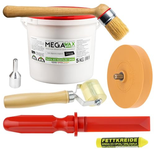 Stix Set di 6 pezzi – 5 kg pasta di montaggio, pennello, rullo di spinta, raschietto, marcatore per pneumatici e gomma con adattatore, ferro di montaggio e accessori