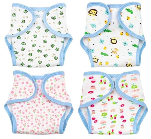 Kisangel 4 Piezas PañAles Reutilizables para MuñEcas Ajustables Ropa Interior Lavable para MuñEcas Bebé Reborn Accesorios para Juegos De ImitacióN