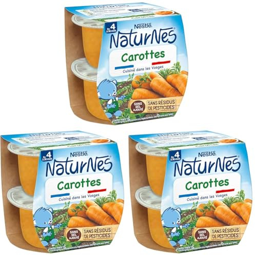 Nestlé Naturnes Petits Pots Bébé Carottes - Dès 4/6 mois - 2x130g (Lot de 3)