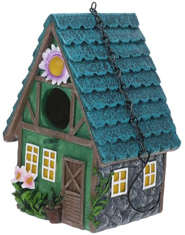 Artibetter Adorno de Jardín de Resina para Pájaros, Nido Colgante Artesanal, Fuerte y Transpirable, Estilo Rústico, Decoración Exterior para Patio Natural
