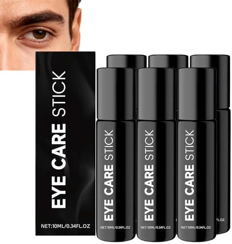 Stick Soin des Yeux pour Hommes,Roll-on Anti-Cernes et Poches,Stick Rafraîchissant Hydratant et Décongestionnant,Sérum Anti-Âge aux Vit C,E et Niacinamide,Réduit Rides et Poches Sous les Yeux (6pcs)