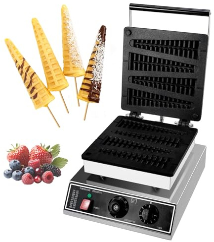 Machine à gaufres commerciale, gaufres sur manche, 220-240 V, 50 Hz | Lot de 4 moules à gaufres en forme de sapin de Noël avec revêtement en téflon antiadhésif pour café, restaurant et desserts