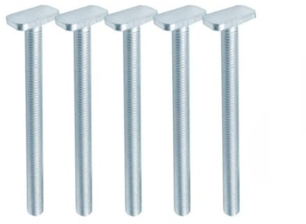 Vibsky Juego de 5 cierres de ranura en T M8, plástico con tuercas de inserción de latón y pernos de metal para herramientas de pista en T