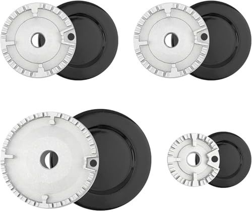 8Pcs Gas Stove Burner Cap, Oven Cooker Hob Gas Burner Crown & Flame Cap Kit, Upgraded Gas Burner for Most Gas Stove Burners, 55mm 75mm 100mm Stove Lid Kit (8)