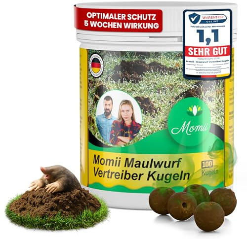 Momii Maulwurf Vertreiber-Kugeln mit Sofort- und Langzeitwirkung effektives Mittel gegen Maulwürfe (1er Pack)