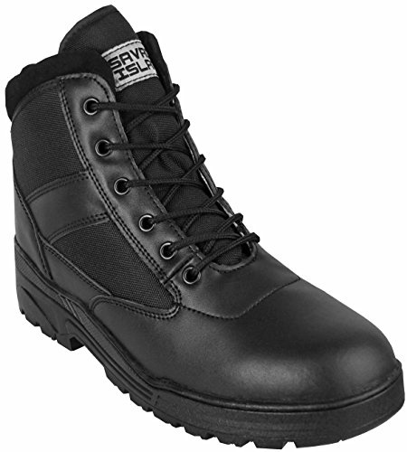 Savage Island Leather Combat Mid Height Boots Cadet Army Patrol Security Military, 12 UK, Black