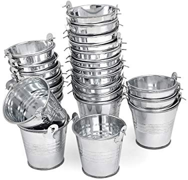 SCSpecial Mini Metal Buckets Small Metal Buckets 24 Pieces for Party Favors, Garden Decoration