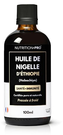 Huile de nigelle d'Éthiopie - 100ml | Certifiée pure et naturelle | Pressée à froid | Santé/immunité | Habachiya | Fabriquée en France | Nutrition pro