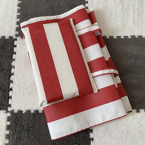 Ersatz-Stofftuch für Liegestuhl, Strand-Klappstuhl-Set, Oxford und Leinen, 115 x 43 cm, Rot und Weiß