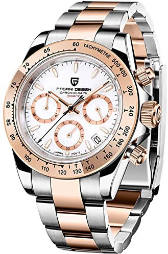 Pagani Design Herrenuhren Herren Quarzuhren Multifunktions-Chronographen Uhren Japan VK63 Quarzwerk Edelstahlgehäuse Keramiklünette 100 Meter wasserdicht Business Sport Uhren.