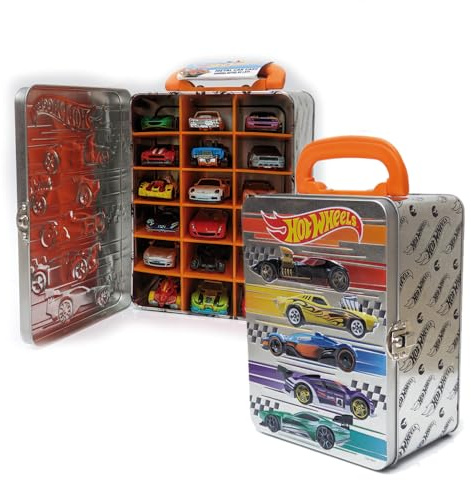 Hot Wheels 1:64 Scale cars Metal Car Carry Case I 18 Toy Car Storage & Organiser I Gift for Collectors & Kids Ages 3 Years Old & Up I 3D lid design I (Cars not included)