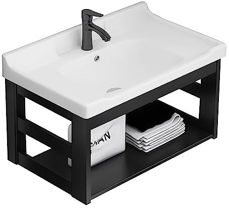 Lavabo A Parete，Lavandino Del Bagno，Lavabo In Ceramica ，Lavello In Ceramica Ad Angolo Con Foro Per Rubinetto Scarico Lavandino，Lavello Combinato Per Cucina Domestica, Patio。 ( Size : 51X36X42CM )
