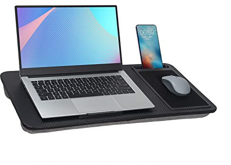 Baoee Large Black Lap Desk Portable Tray with Pillow Cushion Fits Up to 17, with Slot, Mouse Pad, Great for Home & Office