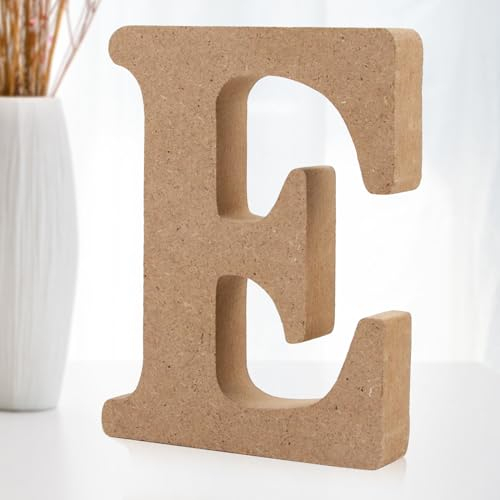 Darryy 10cm Stehende Holzbuchstaben, Log Natural Große Holzbuchstaben zum Basteln, unbehandelte Holzdekorationen für Zuhause, Wand, Party, Dekoration, DIY-Projekte (E)