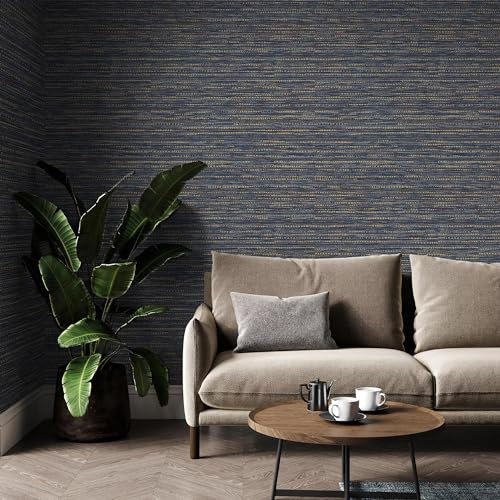 Boutique Chunky Weave Textured Plain Blue Wallpaper | Paste The Wall | Blue Texture | Eco-Friendly
