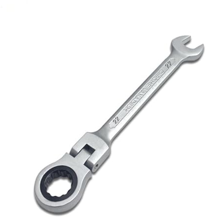 Leliafleury 22mm Flex-Head Ratchet Spanner Fully Polished Chrome Vanadium Wrench Flexible Ratchet Combination Spanner for Pipeline, Bicycle Repair and Home Maintenance