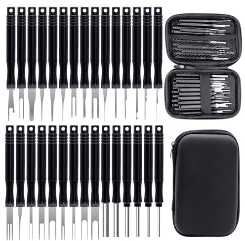 RUNYU® 30 Pezzi Strumento di Rimozione Terminale Auto, Kit Estrattore di Connettori Elettrici per Auto, con Borsa