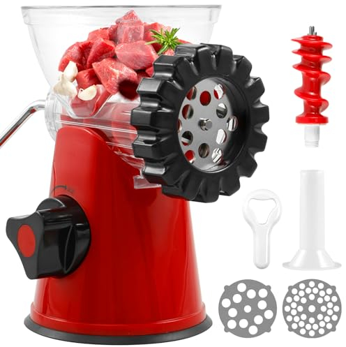 Molinillo manual de carne con manivela, 10,7 x 18 x 9,5 cm, máquina de salchichas multifuncional, corte rápido y fácil limpieza