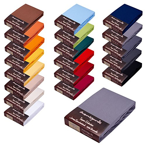 Avantgarde Premium Topper Spannbettlaken - 180x200-200x220cm - für Boxspringbett Topper Auflage - extra niedriger Steg - Spannbetttuch sehr Gute ca.170g/m² - Bettlaken 100% Jersey Baumwolle (12 Grau)