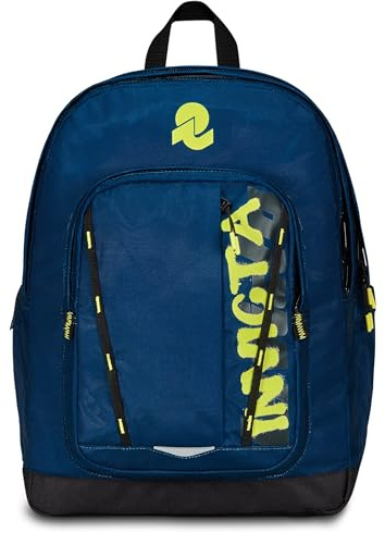 Invicta Jelek Zaino Scuola Superiori Ragazzo Ragazza, Tinta Unita, Grande, Scomparto PC, Tasca Borraccia, blu giallo