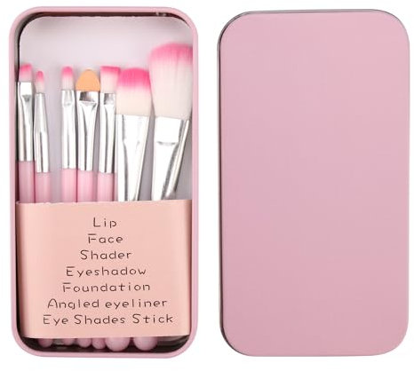Sharelove Makeup Brushes 7pcs Foundation Brush Set Eyebrow Eyeliner Brush, Concealer Brushes with Case for Women Girls Kids Trave (Pink)