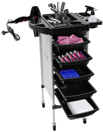 Tablette Coiffure A Roulette 6 étages Chariot De Coiffeur Storage Salon Trolley Hairdressing avec 5 Tiroirs Et roulettes,Convient pour Salon De Coiffure, Salon De Beauté