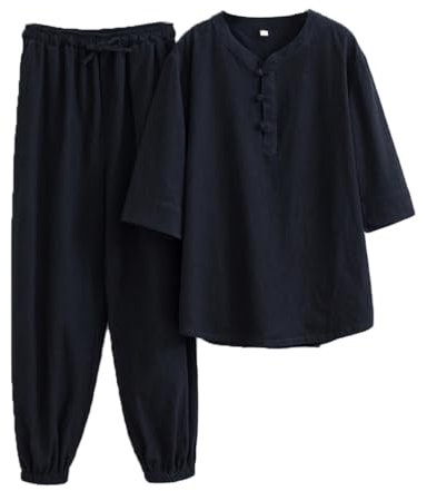 GZKDKZB Lockerer Kampfsportanzug - Damen-Tang-Anzug, traditionelle chinesische Kleidung, Kung-Fu-Uniformen, Tai-Chi-Uniform aus Baumwolle und Leinen, kurzärmelige Hosen, Mantel, Oberteile,