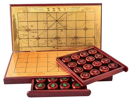 Chinesisches Schachspiel mit Figuren aus Palisander und MDF-Schachbrett, Xiangqi, traditionelles, klassisches, pädagogisches Strategie-Brettspiel for 2 Spieler, Reisespielset(5cm/1.9in)