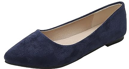 Loafer Dam platta ballerinaskor eleganta damskor Mary Jane halvskor spetsskor ballerina skor klänning skor fest bröllopsskor brudskor slip-on pumps fritidsskor storlek 35–43, blå, 42 EU