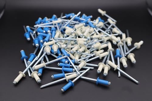 Kit 50 Rivetti VITFER 4.8x12 a Fiore per Targhe Auto Moto - 30 Blu e 20 Bianchi - Rivetti Resistenti Assortiti per Carrozzeria e Fissaggi