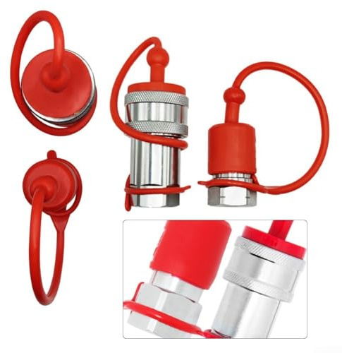 Qualoramall Hydrauliska snabbkopplingsbeslag 1/2 1/4 3/8 NPT ISO7241-A för PIONEER stil med lock kolstål galvaniserat silver 2 uppsättningar (NPT1/4)
