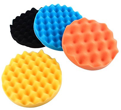 4 pcs éponge Buff Tampons de polissage, Keenso 17,8 cm de voiture en mousse épilation à la cire épilation à la cire de polissage Buff polisseuse Pad Ensemble
