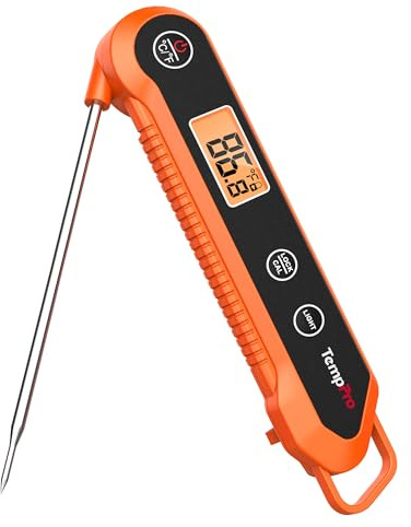 TempPro Digital Instant Read Meat Thermometer for Grilling Waterproof Kitchen Food Thermometer with Calibration Backlight Baking Bread Candy Thermometer Cooking Tools Utensils (Previously ThermoPro)
