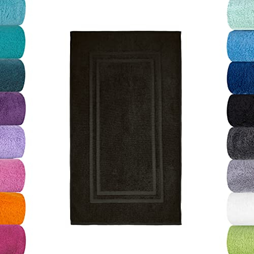 Lavea Badematte, Badteppich, Duschvorleger, Schwarz, 50 x 80 cm Premium Frotteeserie Bali | GOTS Zertifiziert, 100% Bio Baumwolle