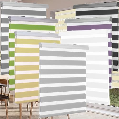 Moderne Tag-Nacht-Rollo 40 x 150 cm Sonnen-, Sicht-Schutz usw. Rollo Seitenzugrollo,Fenster Verdunkelung mit Bohren Klemmfix für Fenster, Schwarz