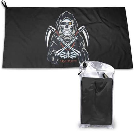 SIYTUAU Skeleton with Double Scythes Towels for Bathroom 16x31.5 in Ultra Soft Quick Drying Bath Towels Hand Towels Camping Fitness Beach Towel