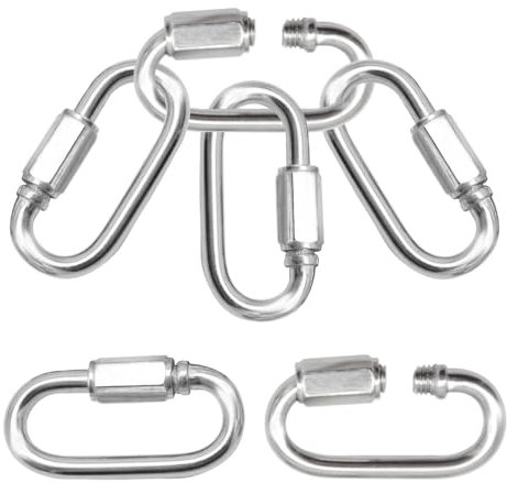 CEEYSEE 6 Stück Edelstahl Schraubverbinder M5 304 Edelstahl kettenglieder Schäkel Rapid-Glied Schraubkarabiner für Camping Wandern (D/M5/0-SK)
