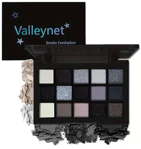 EONFAVE 15 Farben Smoky Lidschatten Palette, Dunkler Punk Soft Matter Schimmer Eyeshadow Palette, Goth Lidschatten Pallet für Tägliche und Bühnen Makeup, Wasserdicht Langlebig, High Pigmented