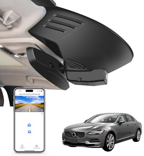 MANGOAL 4K UHD 2160P Dash Cam, Integrerat OEM-utseende Dashcam, Anpassad för Volvo S90 och V90 Cross Country och V90 2017 2018 2019 2020 2021 (Modell A), Loopinspelning, G-Sensor,WiFi & App,64 GB kort